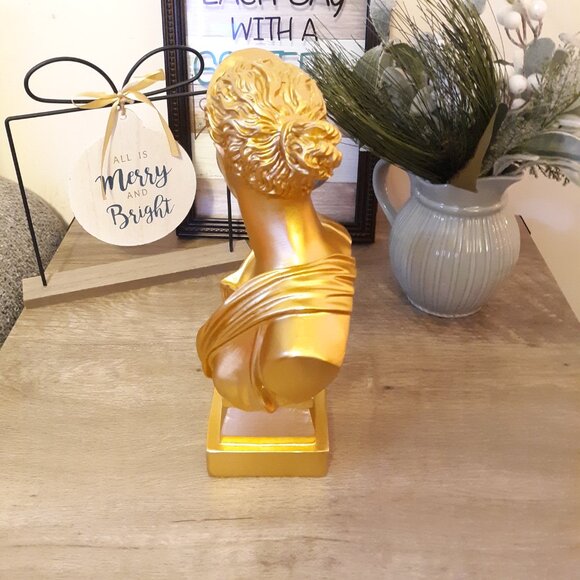 12" Greek Statue Diana Sculpture Décor, Gold Simple Art, Symbol of Good Luck - Picture 12 of 14